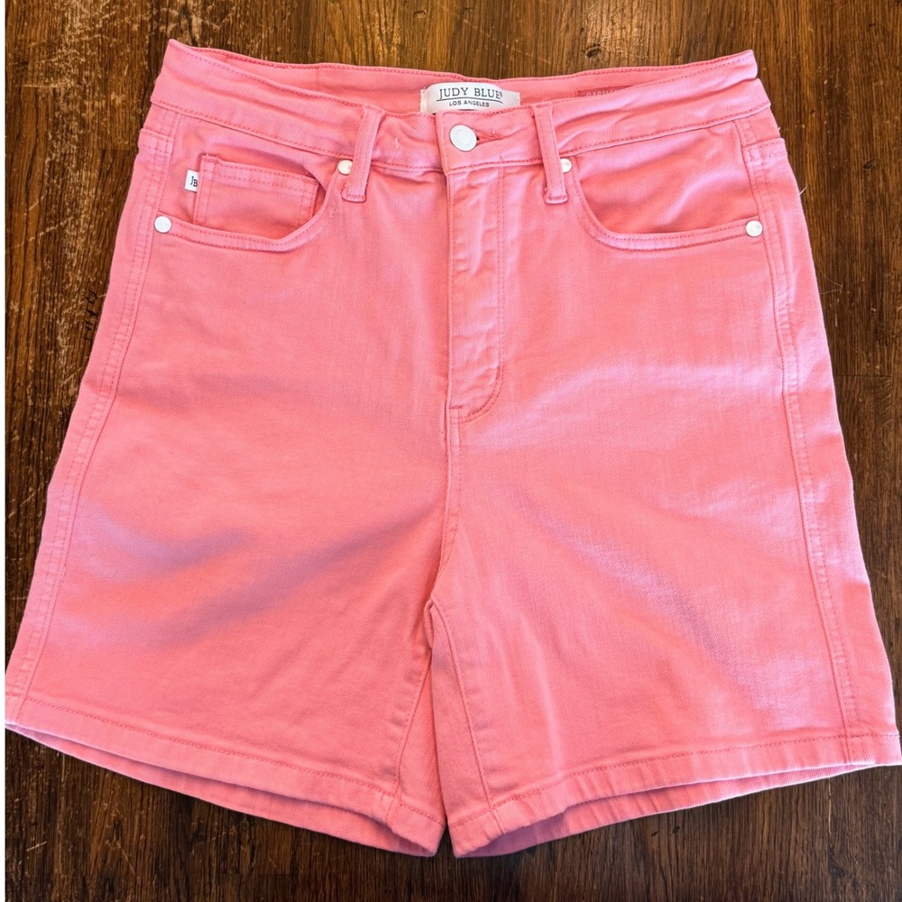 Judy Blue High Waisted Pink Denim Shorts Womens‎ Size L Garment Dyed